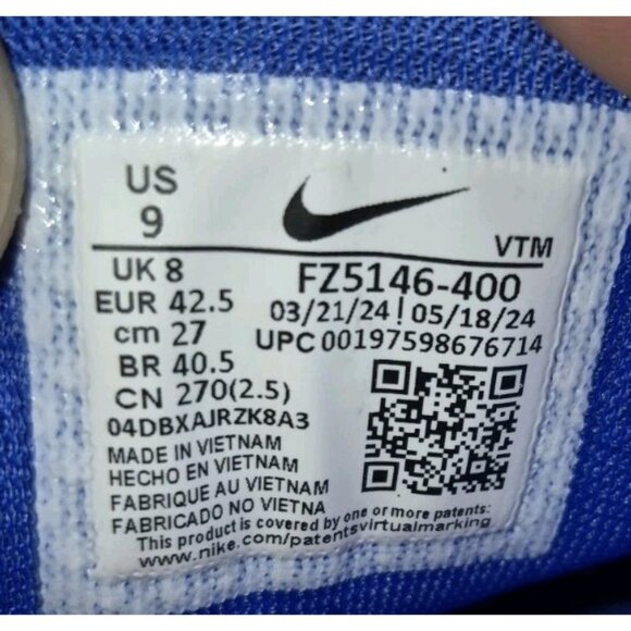 NIKE AIR PEGASUS 41 NCAA TENNESSEE STATE BLUE MEN\'S Sizes 9 & 14 NEW main image 11